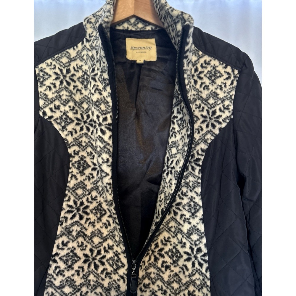 Upcountry By Du Monde Women's Nordic Aztec Jacket Sz Medium‎ Black Cream Flannel